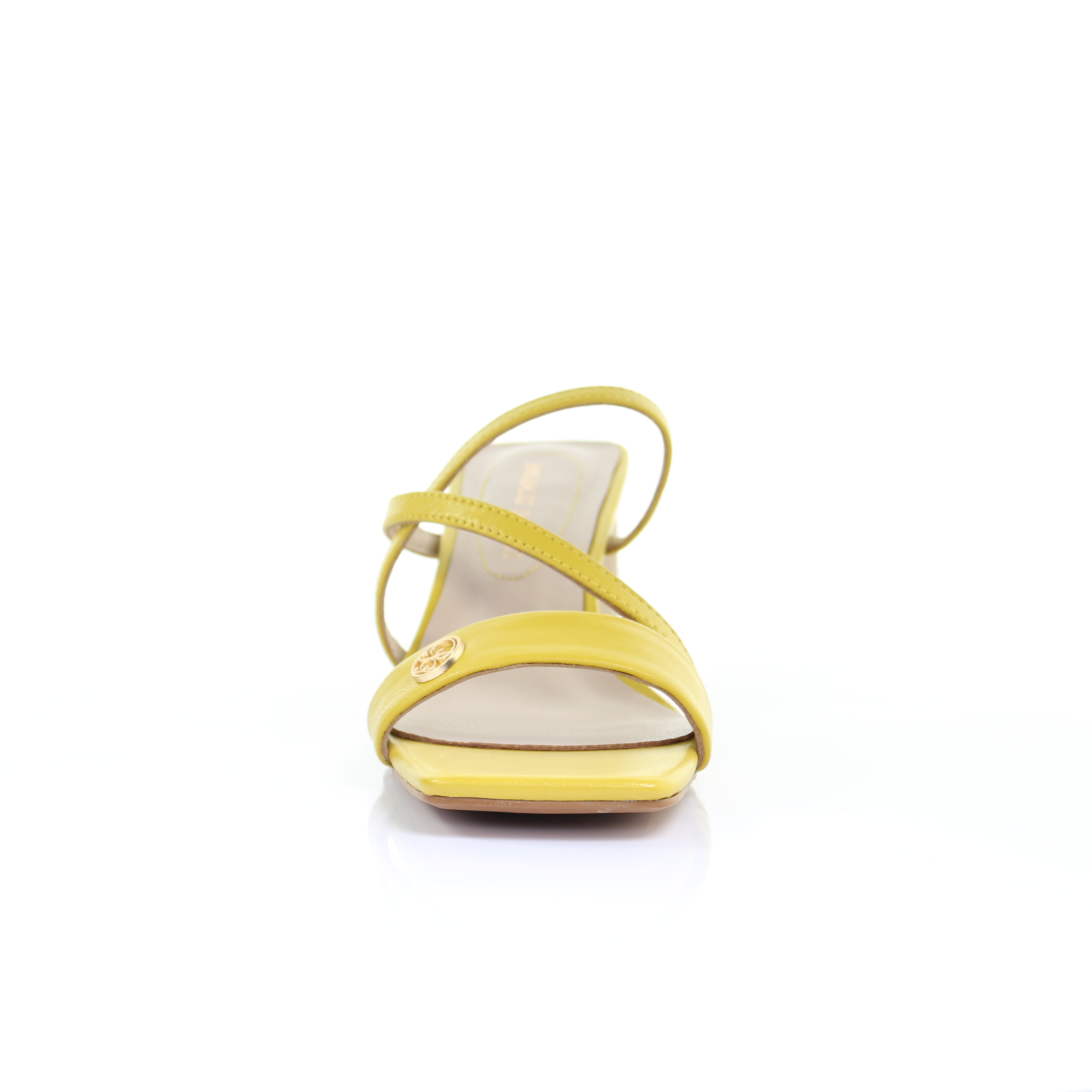 Ciara Ruched Flat Slide Strappy Sandals in Yellow | ikrush